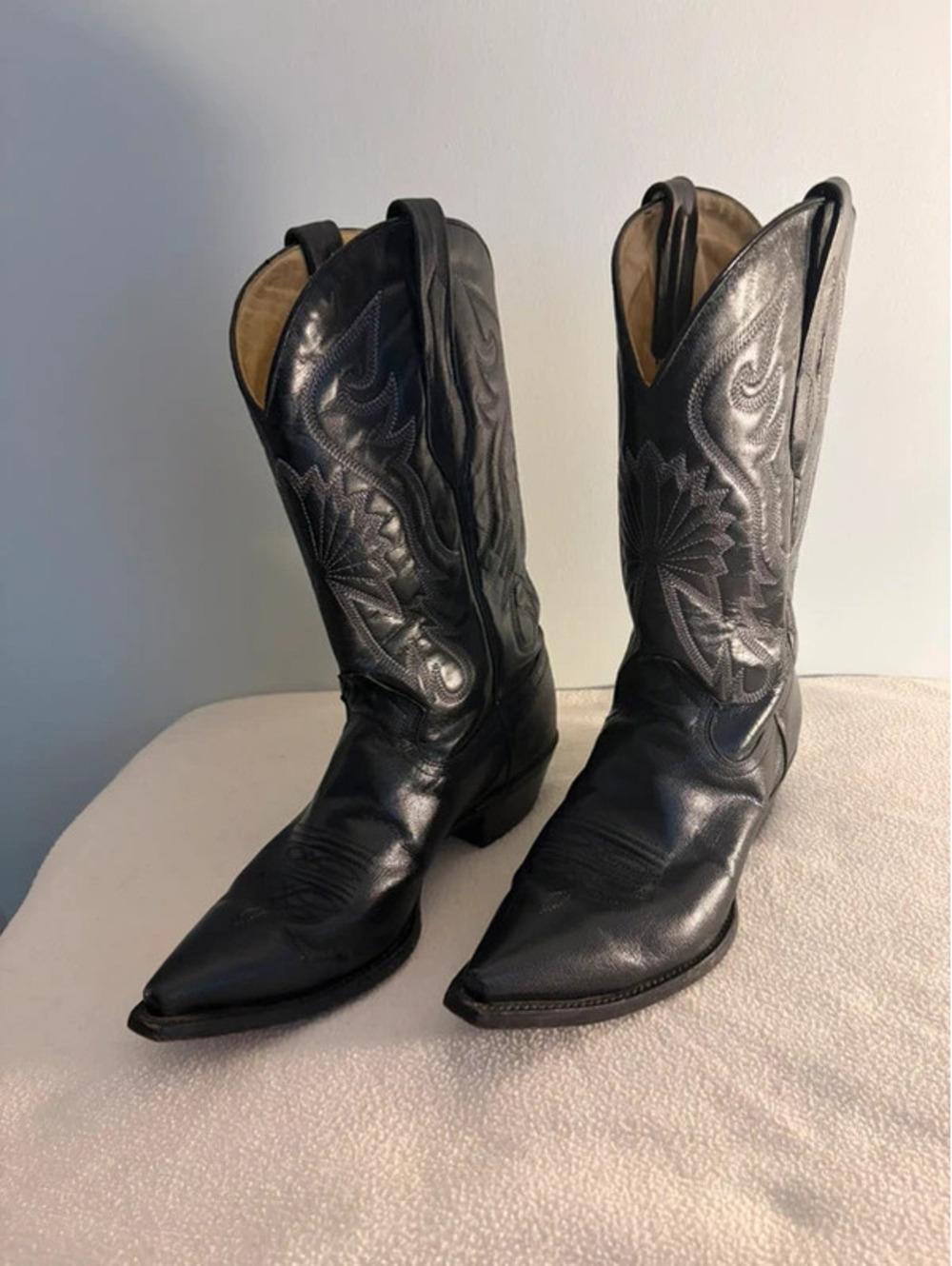 Corral Men’s Black Genuine Goat Skin Snip Toe Western Cowboy Boots Size 8D